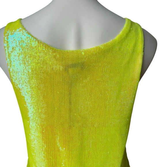 NWT, Rachel Zoe Neon Yellow Sequin Scoop Neck Tank, Sz M - Picture 9 of 15